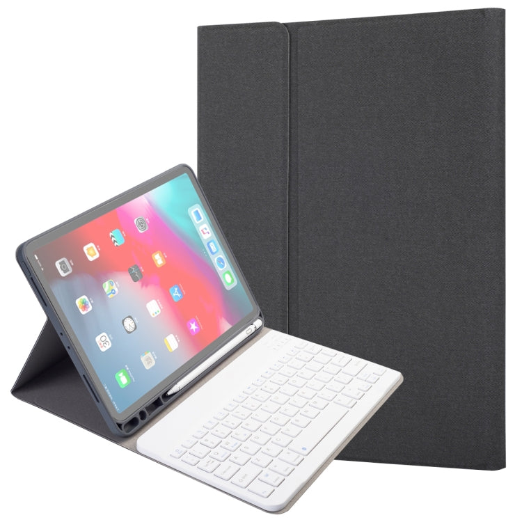 RK11 iPad Pro 11インチ用 シルクテクスチャ 取り外し可能プラスチック Bluetoothキーボード レザータブレットケース ペンスロット＆スタンド機能付き