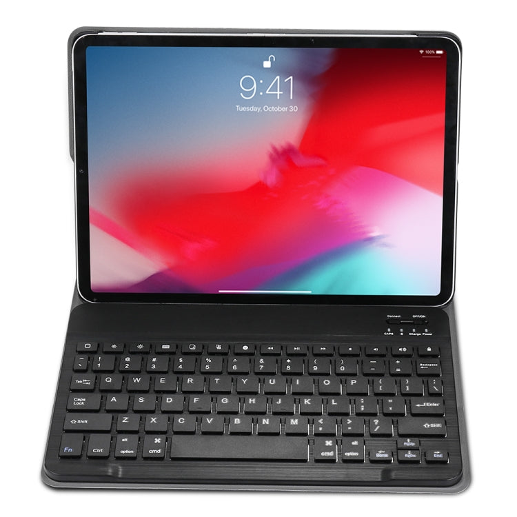 着脱式Bluetoothキーボード＋ブラッシュドテクスチャー横開きレザータブレットケース ホルダー付き iPad Pro 11インチ(2018)用