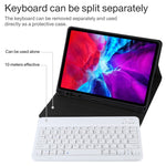 TG11B Detachable Bluetooth White Keyboard + Microfiber Leather Tablet Case for iPad Pro 11 inch (2020), with Pen Slot & Holder, White Keyboard