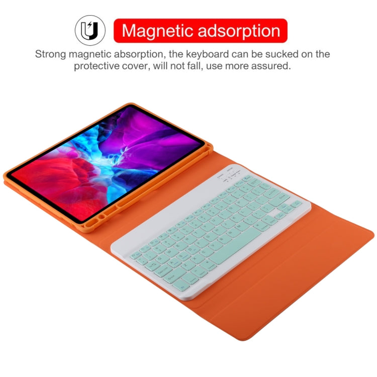 TG11B 取り外し可能 Bluetooth グリーンキーボード + マイクロファイバーレザータブレットケース iPad Pro 11インチ（2020）用 ペンスロット＆ホルダー付き グリーンキーボード