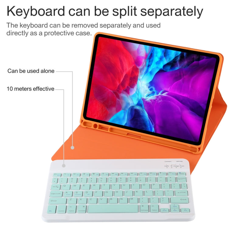TG11B 取り外し可能 Bluetooth グリーンキーボード + マイクロファイバーレザータブレットケース iPad Pro 11インチ（2020）用 ペンスロット＆ホルダー付き グリーンキーボード