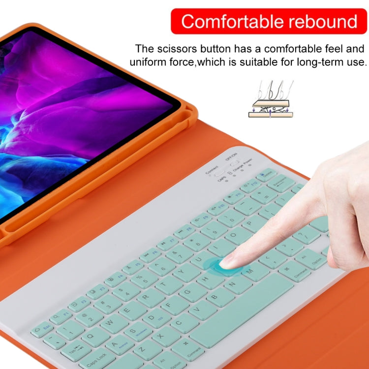TG11B 取り外し可能 Bluetooth グリーンキーボード + マイクロファイバーレザータブレットケース iPad Pro 11インチ（2020）用 ペンスロット＆ホルダー付き グリーンキーボード