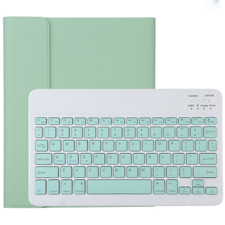 TG11B 取り外し可能 Bluetooth グリーンキーボード + マイクロファイバーレザータブレットケース iPad Pro 11インチ（2020）用 ペンスロット＆ホルダー付き グリーンキーボード