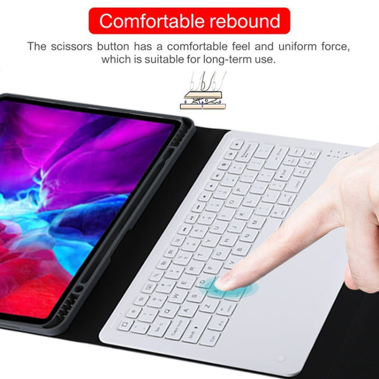 T129 取り外し可能 Bluetooth ホワイトキーボード マイクロファイバーレザータブレットケース iPad Pro 12.9インチ（2020）用 ホルダー付き ホワイトキーボード