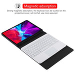 TG11BCS 着脱式Bluetoothホワイトキーボード マイクロファイバー革製タブレットケース iPad Pro 11インチ（2020）用、バックライト＆タッチパッド＆ペンスロット＆ホルダー付き、ホワイトキーボード