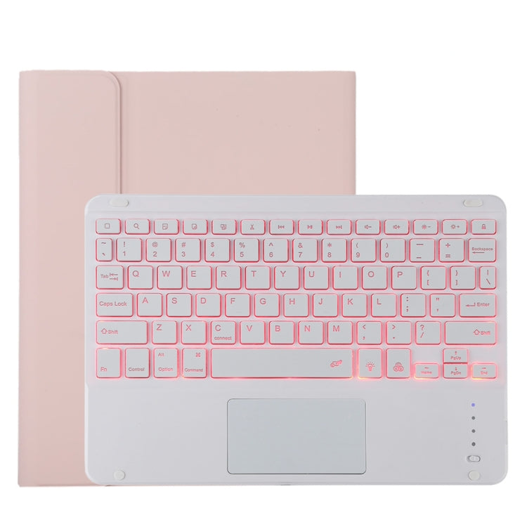 TG11BCS 着脱式Bluetoothホワイトキーボード マイクロファイバー革製タブレットケース iPad Pro 11インチ（2020）用、バックライト＆タッチパッド＆ペンスロット＆ホルダー付き、ホワイトキーボード