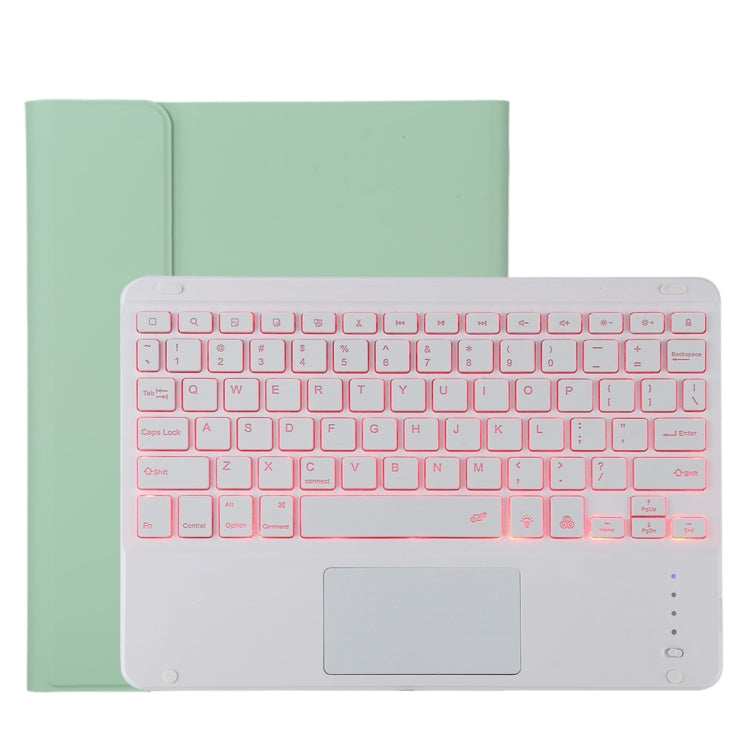 TG11BCS 着脱式Bluetoothホワイトキーボード マイクロファイバー革製タブレットケース iPad Pro 11インチ（2020）用、バックライト＆タッチパッド＆ペンスロット＆ホルダー付き、ホワイトキーボード