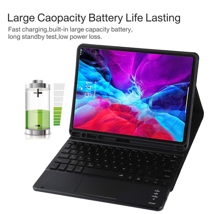 TG11BCS 着脱式Bluetoothブラックキーボードマイクロファイバーレザータブレットケース iPad Pro 11インチ(2020)用、バックライト＆タッチパッド＆ペンスロット＆ホルダー付き、ブラックキーボード