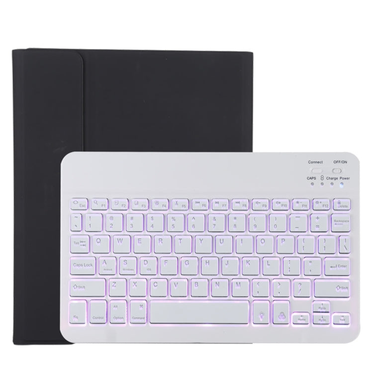 TG11BS 着脱式Bluetoothホワイトキーボード マイクロファイバー革製タブレットケース iPad Pro 11インチ（2020）用、バックライト＆ペンスロット＆ホルダー付き、ホワイトキーボード