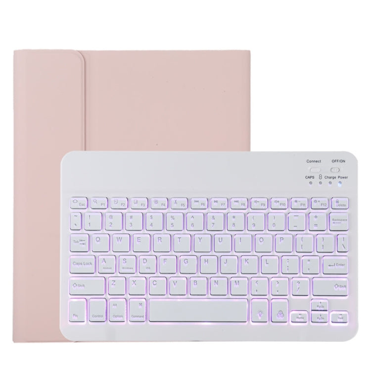 TG11BS 着脱式Bluetoothホワイトキーボード マイクロファイバー革製タブレットケース iPad Pro 11インチ（2020）用、バックライト＆ペンスロット＆ホルダー付き、ホワイトキーボード
