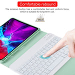 TG11BS 着脱式Bluetoothホワイトキーボード マイクロファイバー革製タブレットケース iPad Pro 11インチ（2020）用、バックライト＆ペンスロット＆ホルダー付き、ホワイトキーボード