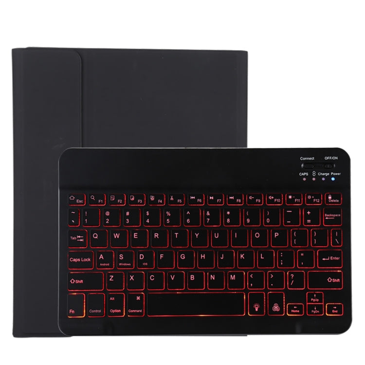 TG11BS 着脱式Bluetoothブラックキーボード＋マイクロファイバー革製タブレットケース iPad Pro 11インチ（2020）用、バックライト＆ペンスロット＆ホルダー付き、ブラックキーボード