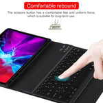 TG11BS 着脱式Bluetoothブラックキーボード＋マイクロファイバー革製タブレットケース iPad Pro 11インチ（2020）用、バックライト＆ペンスロット＆ホルダー付き、ブラックキーボード