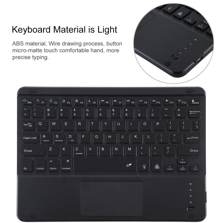 TG-102BCS 着脱式Bluetoothブラックキーボード＋マイクロファイバー革製タブレットケース iPad 10.2インチ / iPad Air（2019）用、タッチパッド＆バックライト＆ペンスロット＆ホルダー付き、ブラックキーボード