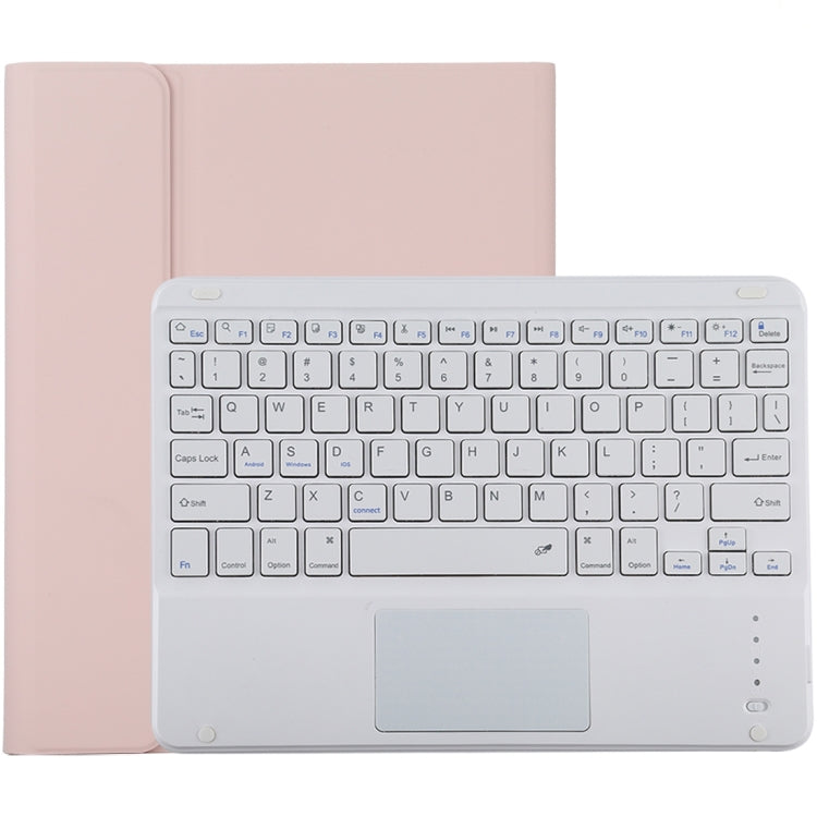 TG-102BC 着脱式Bluetoothホワイトキーボード＋マイクロファイバーレザータブレットケース iPad 10.2インチ / iPad Air (2019)用、タッチパッド＆ペンスロット＆ホルダー付き、ホワイトキーボード
