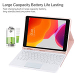 TG-102BC 着脱式Bluetoothホワイトキーボード＋マイクロファイバーレザータブレットケース iPad 10.2インチ / iPad Air (2019)用、タッチパッド＆ペンスロット＆ホルダー付き、ホワイトキーボード