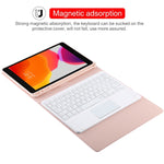 TG-102BC 着脱式Bluetoothホワイトキーボード＋マイクロファイバーレザータブレットケース iPad 10.2インチ / iPad Air (2019)用、タッチパッド＆ペンスロット＆ホルダー付き、ホワイトキーボード