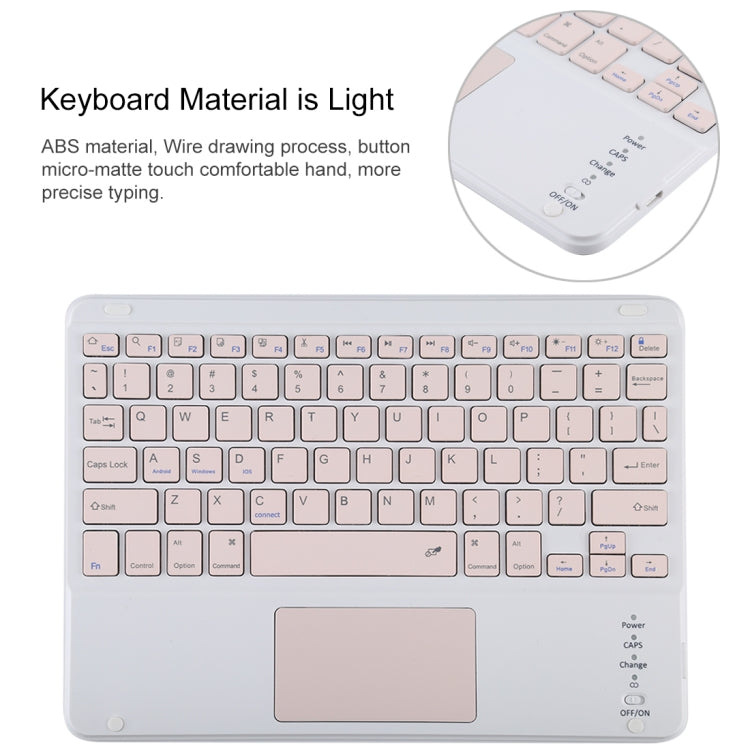 TG-102BC 着脱式 Bluetooth ピンクキーボード + マイクロファイバー レザー タブレットケース iPad 10.2インチ / iPad Air (2019) 用、タッチパッド＆ペンスロット＆ホルダー付き、ピンクキーボード