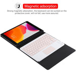 TG-102BC 着脱式 Bluetooth ピンクキーボード + マイクロファイバー レザー タブレットケース iPad 10.2インチ / iPad Air (2019) 用、タッチパッド＆ペンスロット＆ホルダー付き、ピンクキーボード