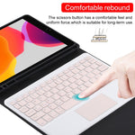 TG-102BC 着脱式 Bluetooth ピンクキーボード + マイクロファイバー レザー タブレットケース iPad 10.2インチ / iPad Air (2019) 用、タッチパッド＆ペンスロット＆ホルダー付き、ピンクキーボード