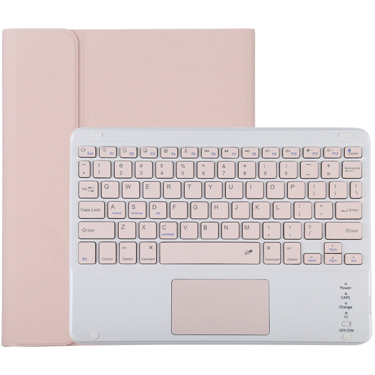 TG-102BC 着脱式 Bluetooth ピンクキーボード + マイクロファイバー レザー タブレットケース iPad 10.2インチ / iPad Air (2019) 用、タッチパッド＆ペンスロット＆ホルダー付き、ピンクキーボード