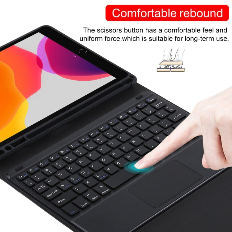 TG-102BC 着脱式 Bluetooth ブラックキーボード + マイクロファイバーレザー タブレットケース iPad 10.2インチ / iPad Air (2019)用、タッチパッド＆ペンスロット＆ホルダー付き、TG-102BC