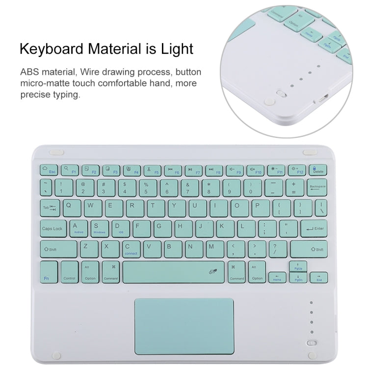 TG-102BC 着脱式Bluetoothグリーンキーボード＋マイクロファイバー革製タブレットケース iPad 10.2インチ / iPad Air (2019)用、タッチパッド＆ペンスロット＆ホルダー付き、グリーンキーボード