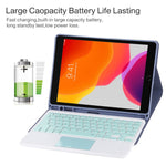 TG-102BC 着脱式Bluetoothグリーンキーボード＋マイクロファイバー革製タブレットケース iPad 10.2インチ / iPad Air (2019)用、タッチパッド＆ペンスロット＆ホルダー付き、グリーンキーボード