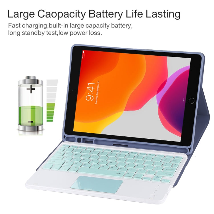 TG-102BC 着脱式Bluetoothグリーンキーボード＋マイクロファイバー革製タブレットケース iPad 10.2インチ / iPad Air (2019)用、タッチパッド＆ペンスロット＆ホルダー付き、グリーンキーボード
