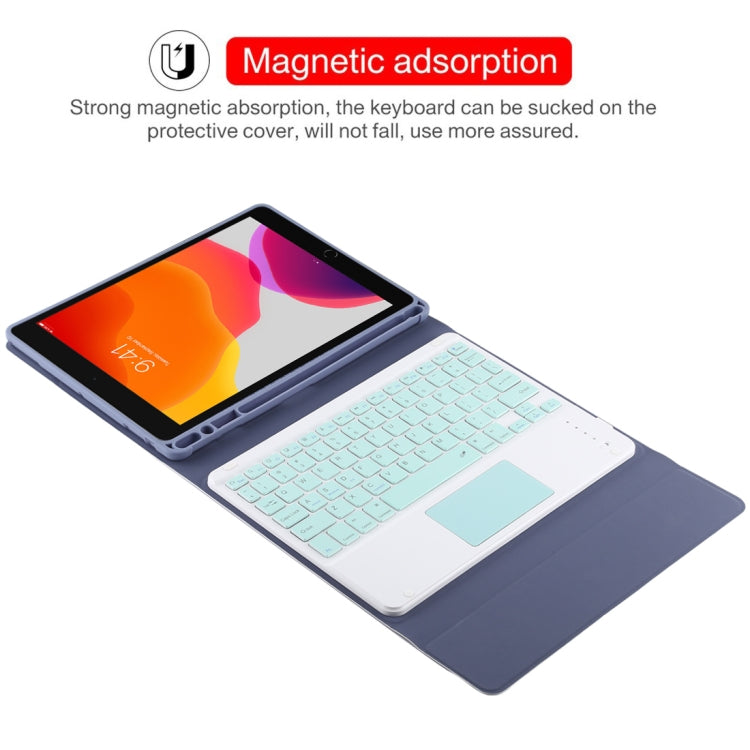 TG-102BC 着脱式Bluetoothグリーンキーボード＋マイクロファイバー革製タブレットケース iPad 10.2インチ / iPad Air (2019)用、タッチパッド＆ペンスロット＆ホルダー付き、グリーンキーボード