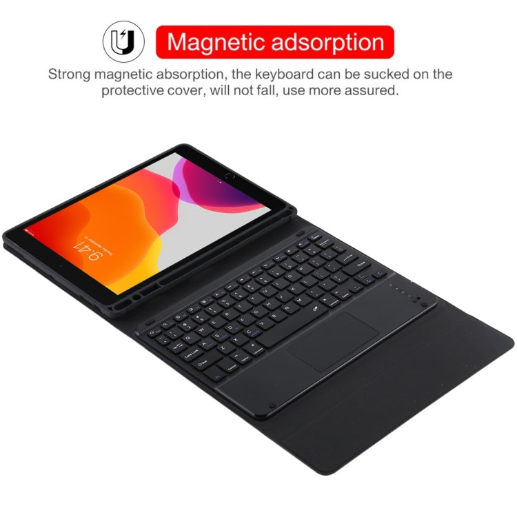 TG109BC 着脱式 Bluetooth ブラックキーボード + マイクロファイバーレザー タブレットケース iPad Air 2020用、タッチパッド＆ペンスロット＆ホルダー付き、TG109BC