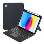 T10-AS iPad 11 2025 / iPad 第10世代 10.9 2022 タッチバックライト分割型Bluetoothキーボード革ケース、T10-A