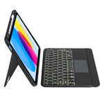 T10-AS iPad 11 2025 / iPad 第10世代 10.9 2022 タッチバックライト分割型Bluetoothキーボード革ケース、T10-A