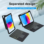 T10-AS iPad 11 2025 / iPad 第10世代 10.9 2022 タッチバックライト分割型Bluetoothキーボード革ケース、T10-A