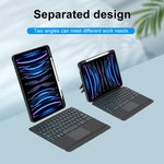 T11-AS iPad Air 11 2025 / Air 5 / 4 10.9 / Pro 11 2022&2021&2020&2018用 タッチバックライト分割型 Bluetooth キーボード レザーケース、T11-AS