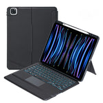 T129-AS iPad Air 13 2025 / Pro 12.9 2022 / 2021 / 2020 / 2018用 タッチバックライト分割型 Bluetooth キーボード レザーケース、T129-AS