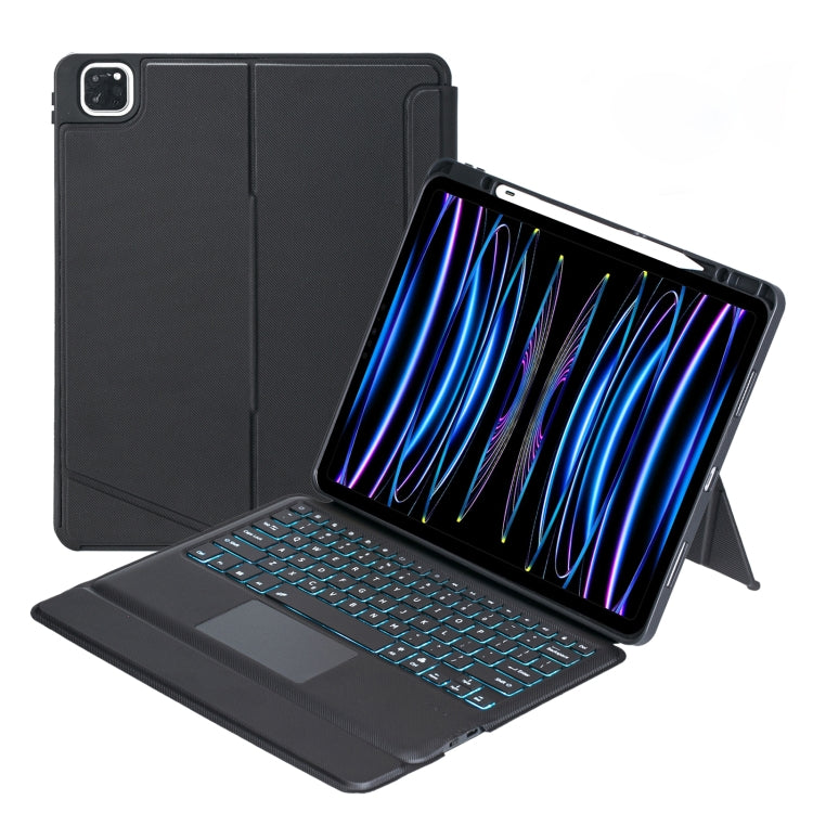 T129-AS iPad Air 13 2025 / Pro 12.9 2022 / 2021 / 2020 / 2018用 タッチバックライト分割型 Bluetooth キーボード レザーケース、T129-AS