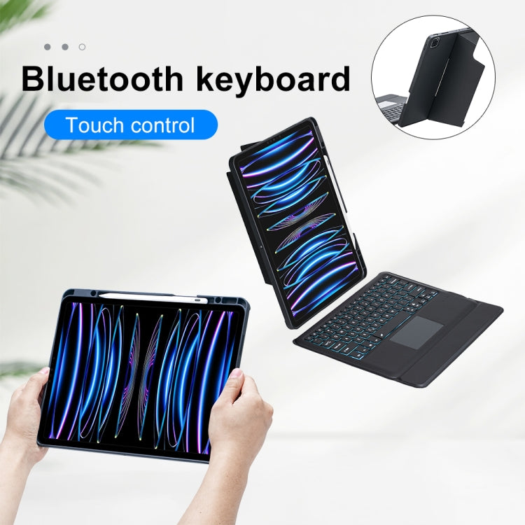 T129-AS iPad Air 13 2025 / Pro 12.9 2022 / 2021 / 2020 / 2018用 タッチバックライト分割型 Bluetooth キーボード レザーケース、T129-AS
