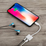 GL011 2イン1 8ピンメス＋3.5mmメスから8ピンオス オーディオ充電アダプター