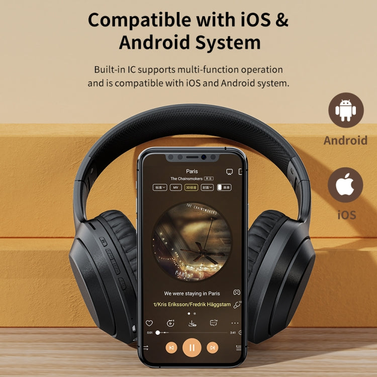 ROCK Space O2 HiFi Bluetooth 5.0 ワイヤレスヘッドセット マイク付き、TFカード対応、Space O2