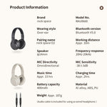 ROCK Space O2 HiFi Bluetooth 5.0 ワイヤレスヘッドセット マイク付き、TFカード対応、Space O2