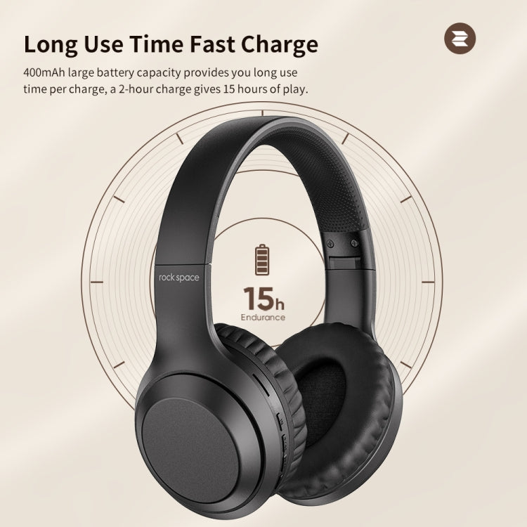 ROCK Space O2 HiFi Bluetooth 5.0 ワイヤレスヘッドセット マイク付き、TFカード対応、Space O2