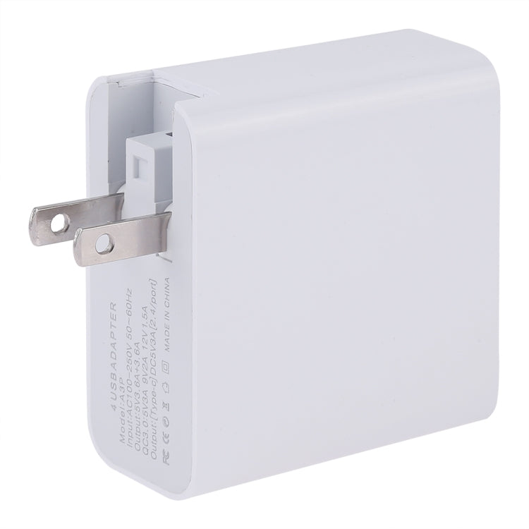 A3P 最大3A出力 USB-C / Type-C + QC3.0 + デュアルUSB 4ポート 壁用トラベルチャージャー、USプラグ、USプラグ
