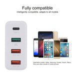 A3P 最大3A出力 USB-C / Type-C + QC3.0 + デュアルUSB 4ポート 壁用トラベルチャージャー、USプラグ、USプラグ