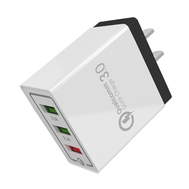 AR-QC-03 2.1A 3ポート USB クイックチャージャー トラベルチャージャー、USプラグ、AR-QC-03 US、AR-QC-03 USプラグ ブルー