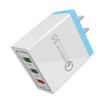 AR-QC-03 2.1A 3ポート USB クイックチャージャー トラベルチャージャー、USプラグ、AR-QC-03 US、AR-QC-03 USプラグ ブルー
