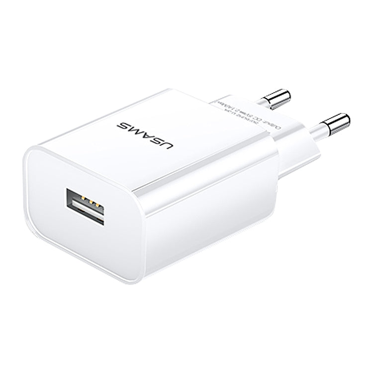 USAMS US-CC075 T18 2.1A シングルUSB トラベル充電器、EUプラグ
