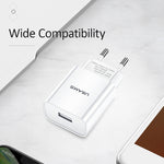 USAMS US-CC075 T18 2.1A シングルUSB トラベル充電器、EUプラグ