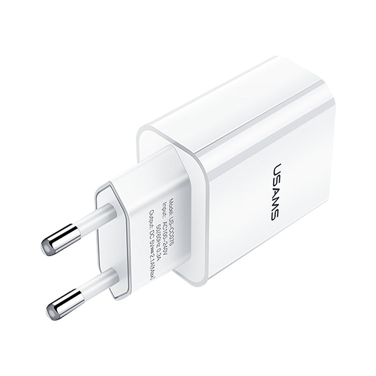 USAMS US-CC075 T18 2.1A シングルUSB トラベル充電器、EUプラグ