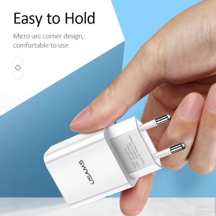 USAMS US-CC075 T18 2.1A シングルUSB トラベル充電器、EUプラグ